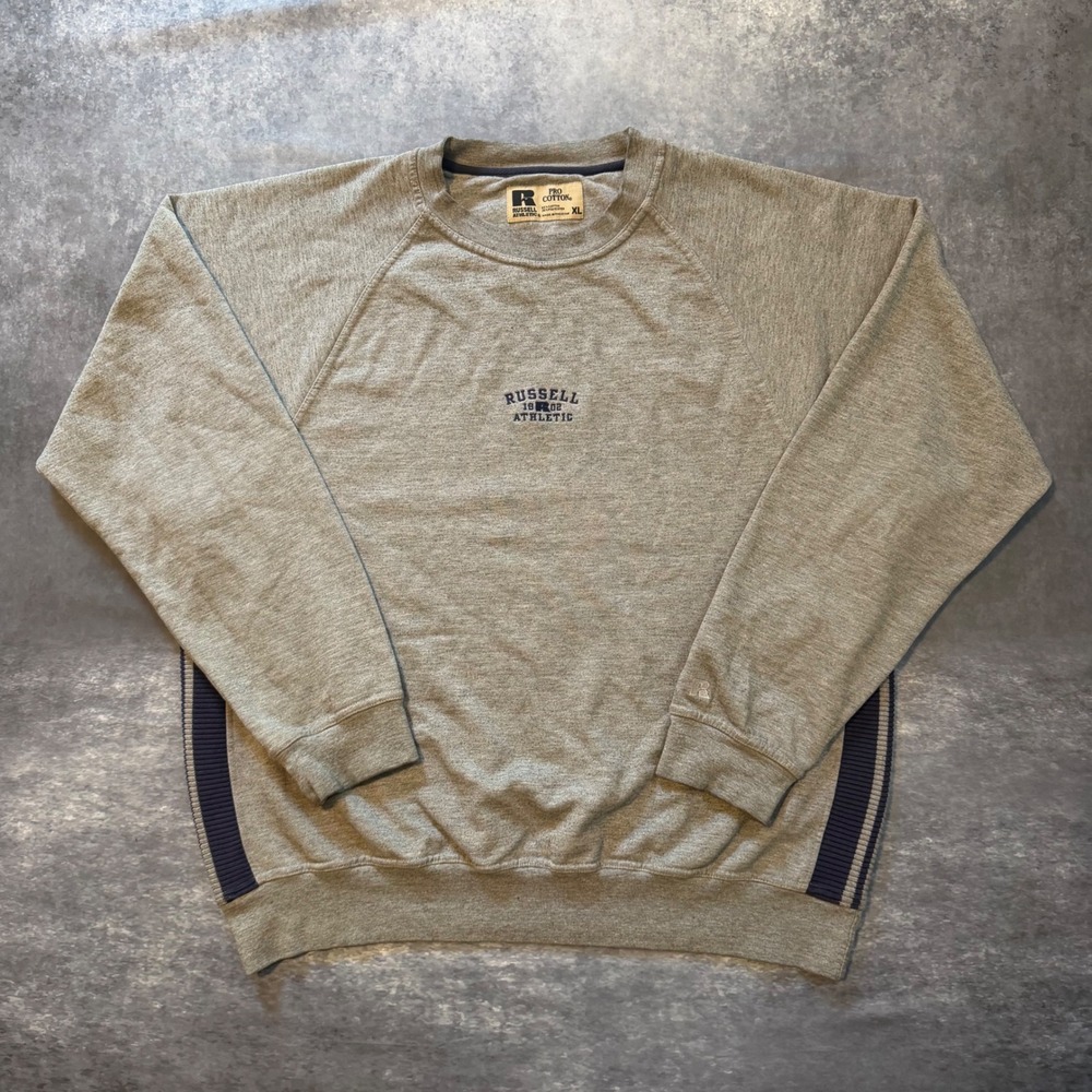 Vintage 90s Russell Athletic Pro Cotton Sweatshirt Mens XL Gray Raglan Crewneck
